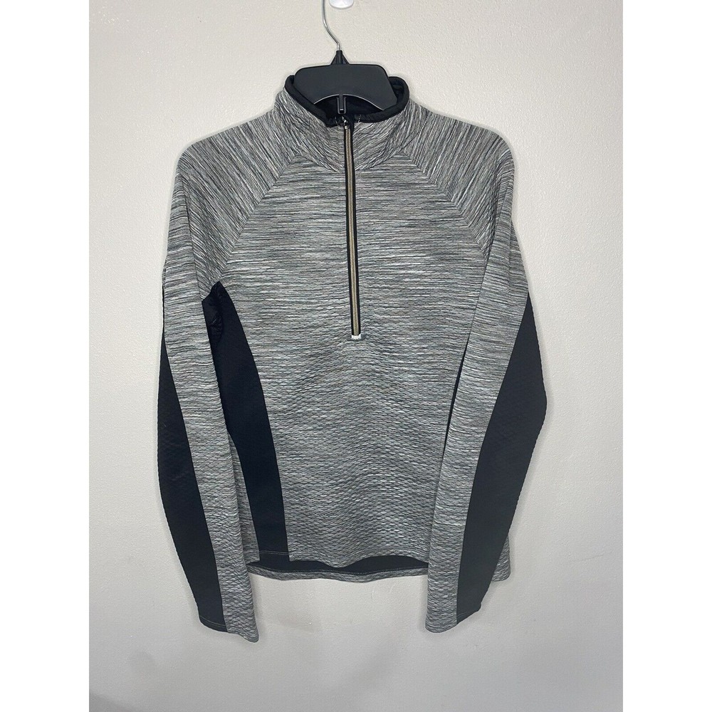 Athleta Snowscape Gray Large 1/2 Zip Active Quilted Jacket Large W/thumb Holes